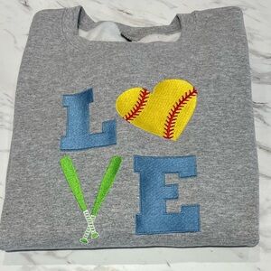 Gray Love Baseball Softball Sweatshirt